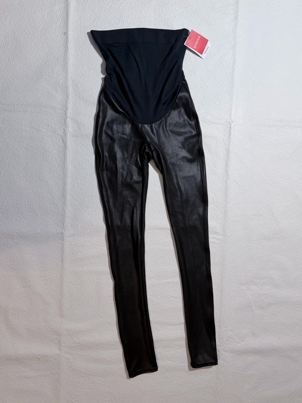 NWT SPANX Mama Faux Leather Black Maternity Leggings
